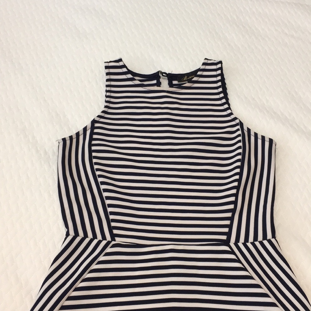 Navy and white striped dress